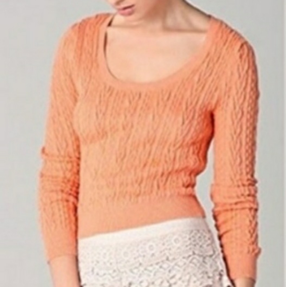 Free People Cable Knit Cropped Sweater